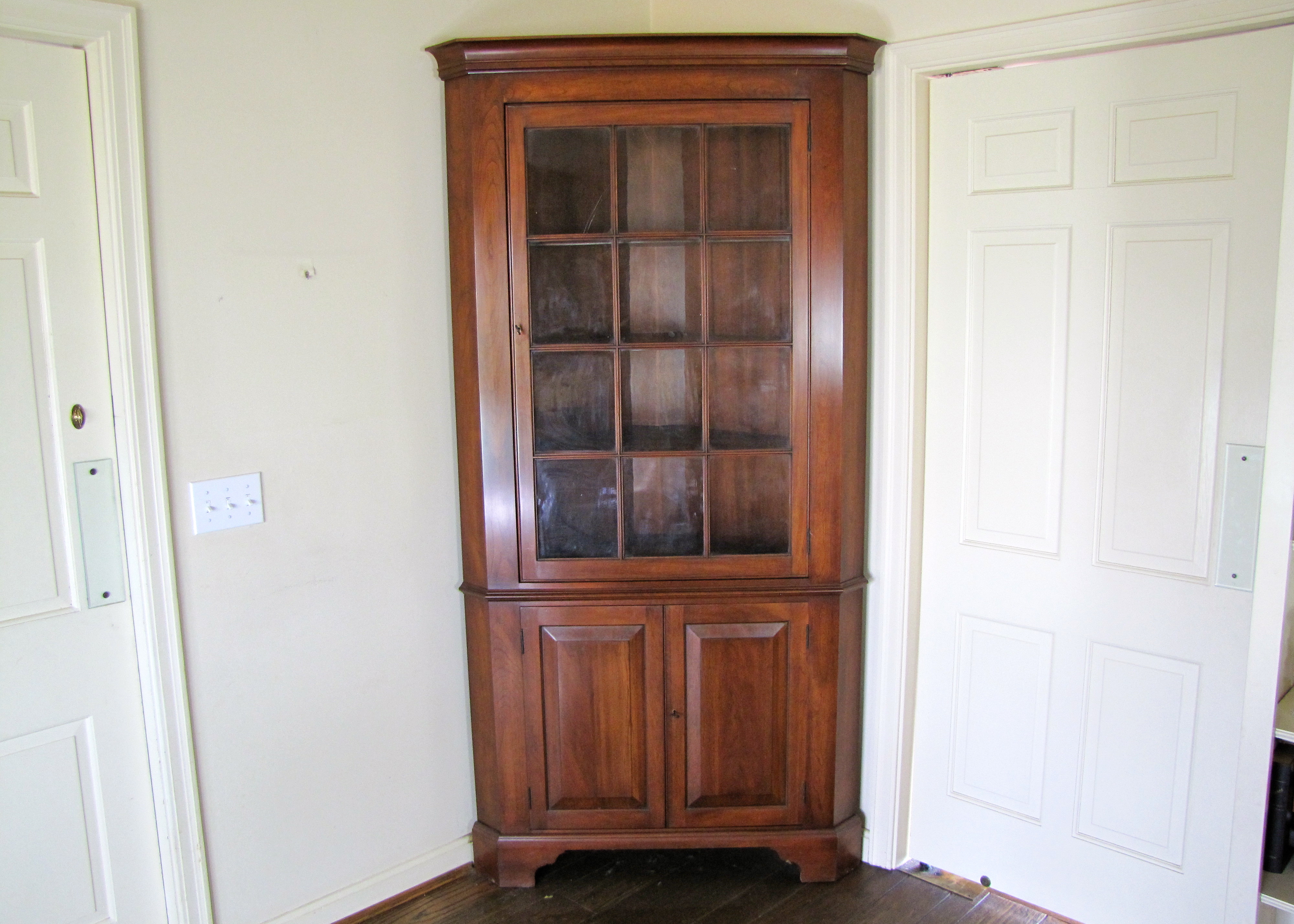 Solid Black Cherry Corner Cabinet