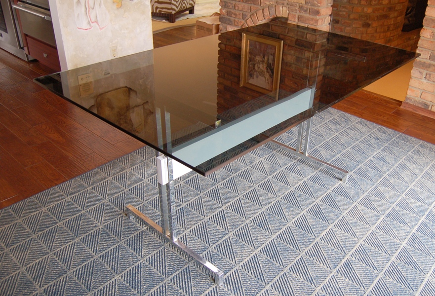 Beveled Smoked Glass Top Table EBTH