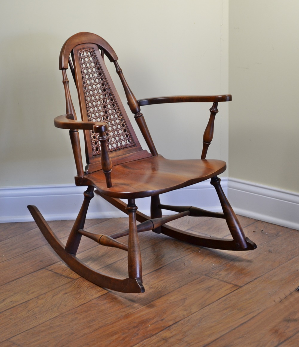 Vintage Cane Back Rocking Chair With Arms EBTH