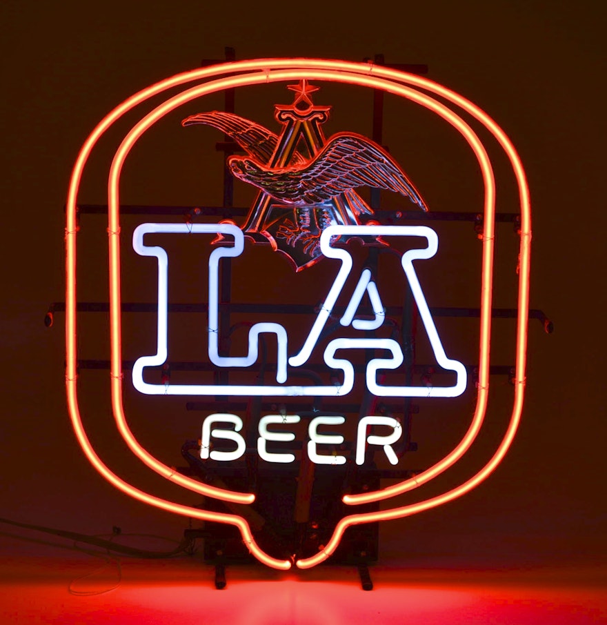 Vintage Anheuser Busch LA Neon Bar Light: EBTH