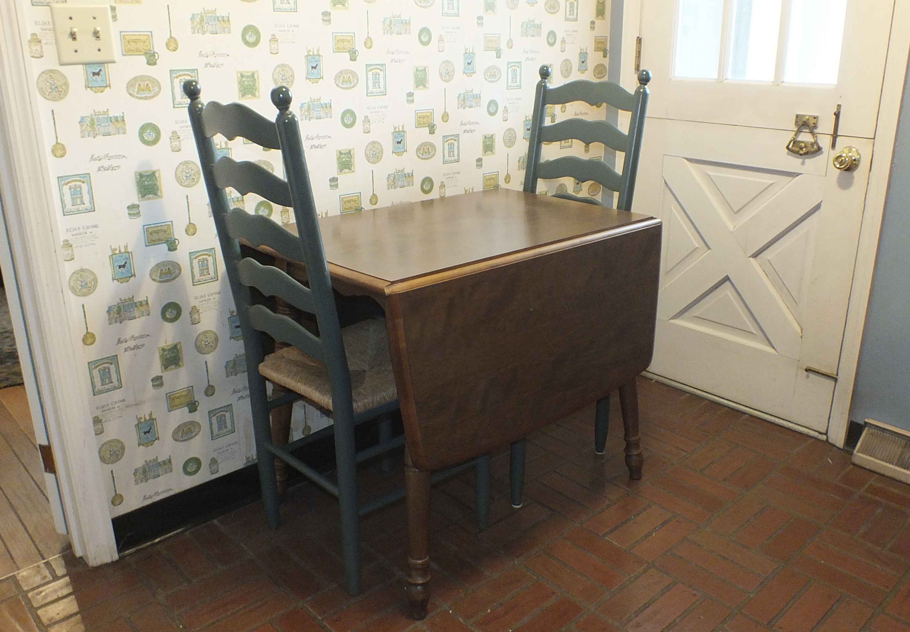 Rockingham Laminate and Wood Drop Leaf Table and Two Chairs EBTH