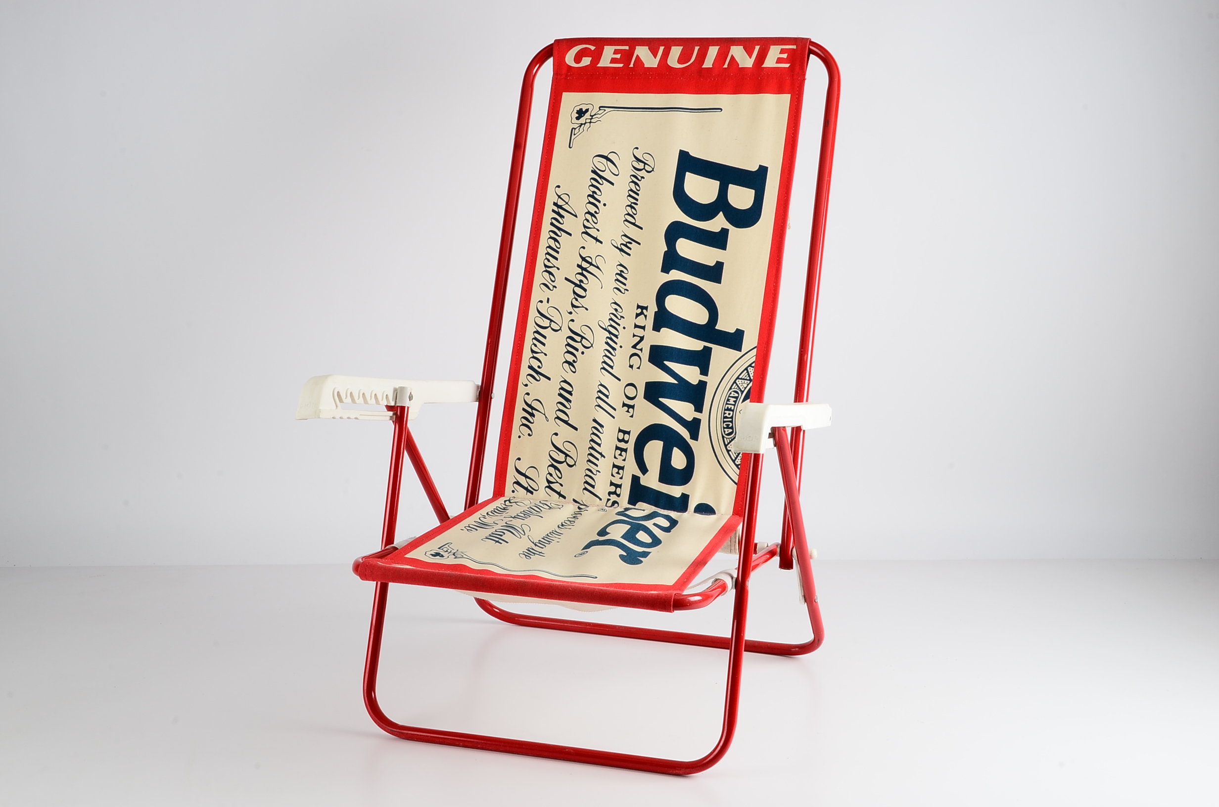 Vintage Budweiser Canvas Beach Chair Ebth