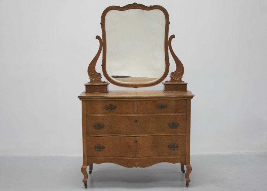 Victorian Bird S Eye Maple Dresser With Mirror Ebth