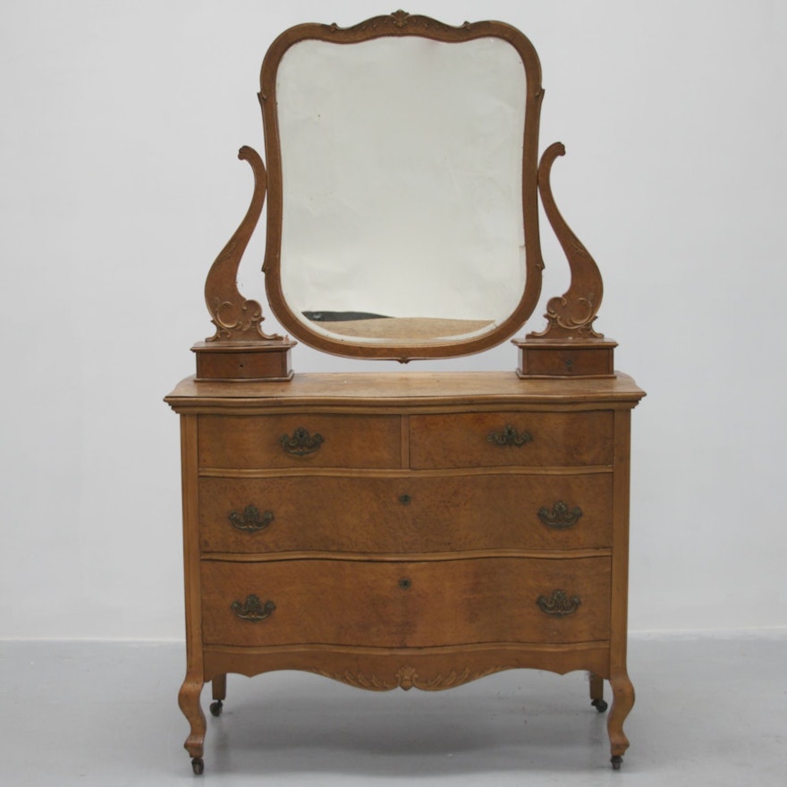 Victorian Bird S Eye Maple Dresser With Mirror Ebth