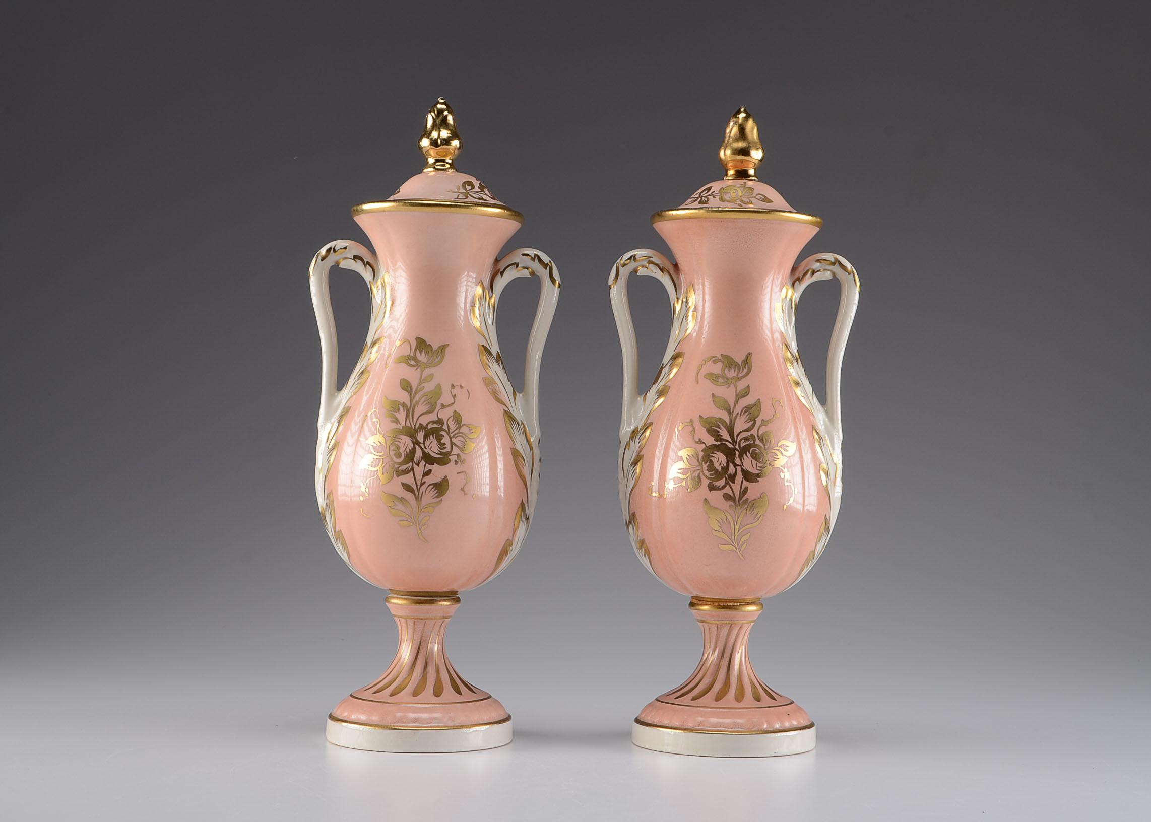 Pair of Amoges HandPainted Urns EBTH