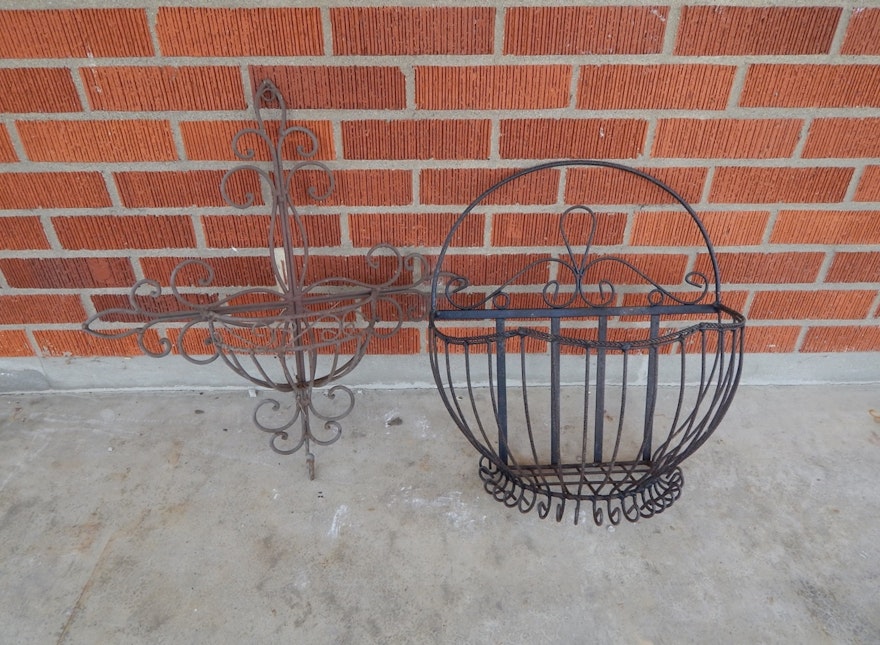 A Pair of Metal Wall Plant Hangers : EBTH
