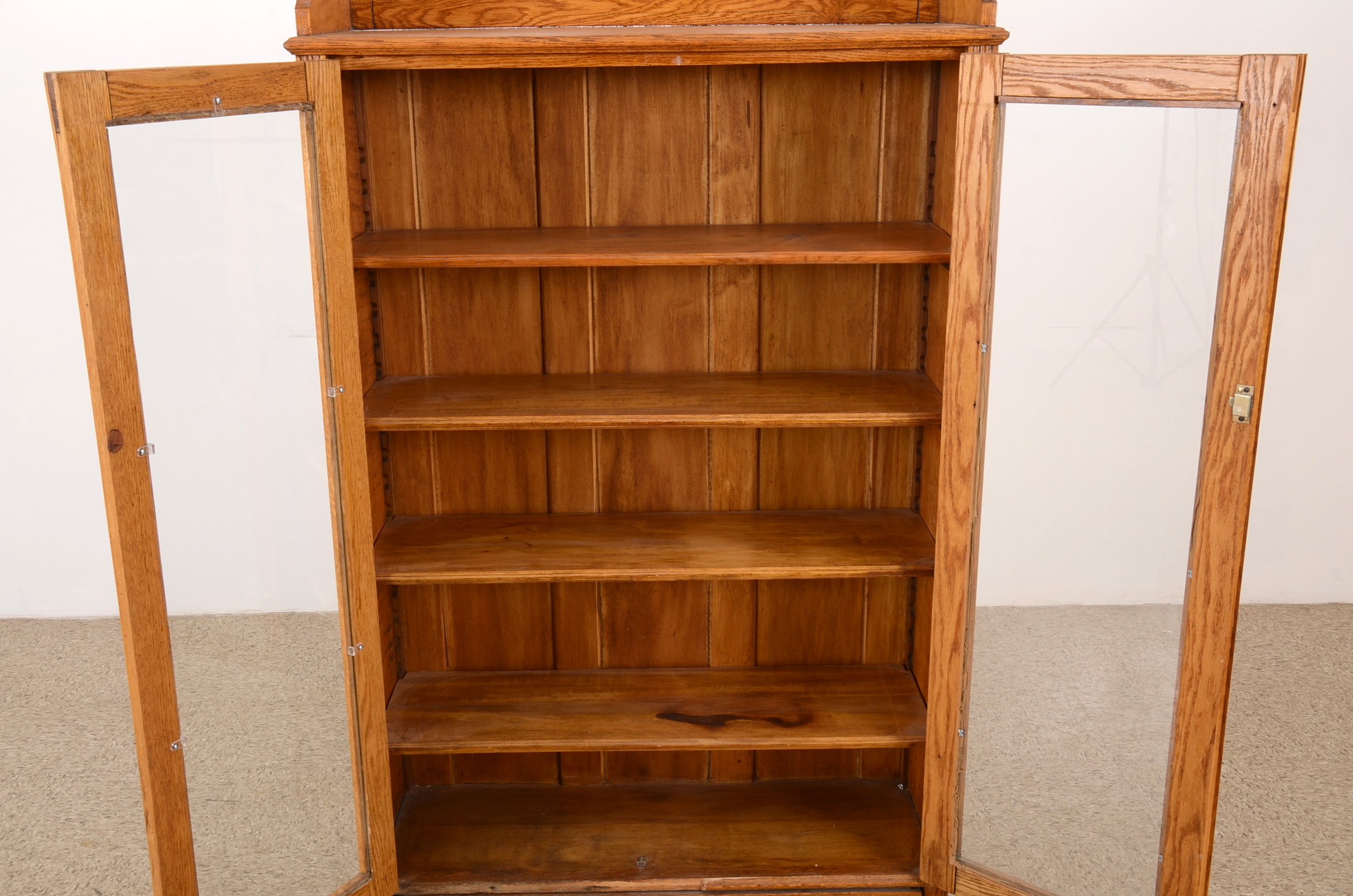 Antique Oak Glass Front Bookcase EBTH