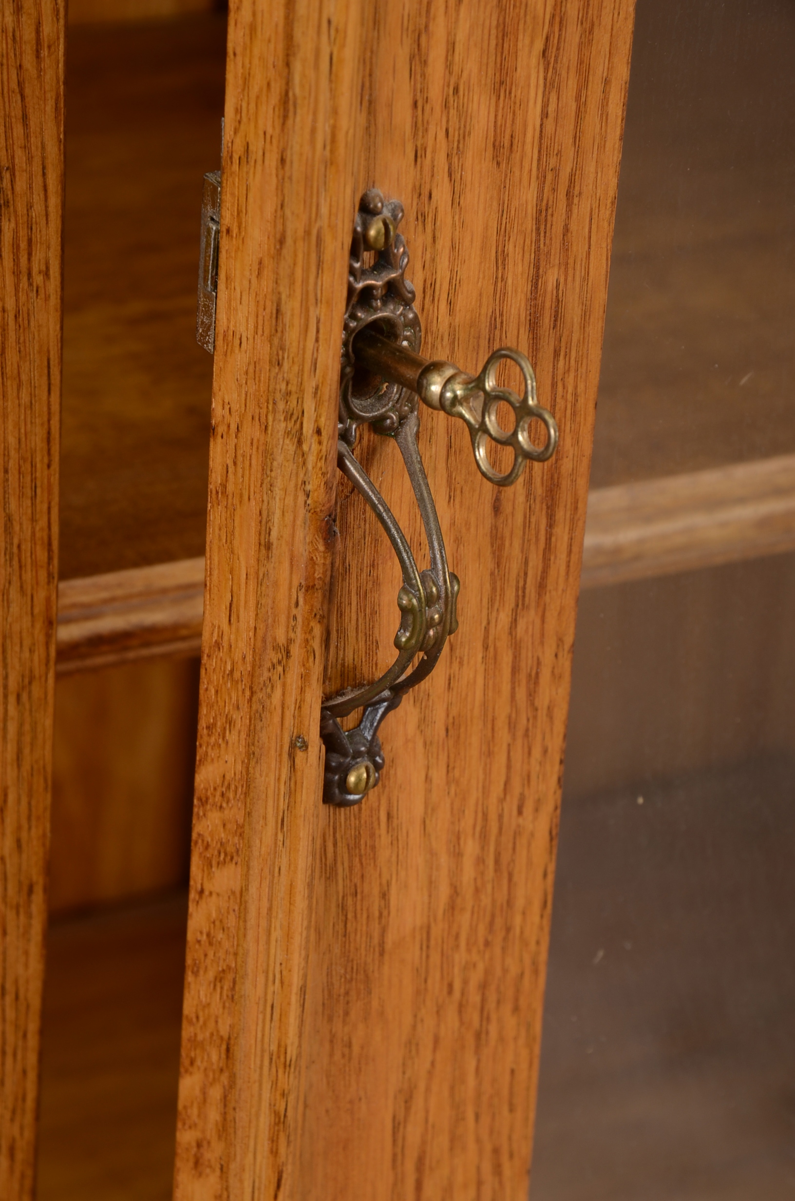 Antique Oak Glass Front Bookcase EBTH