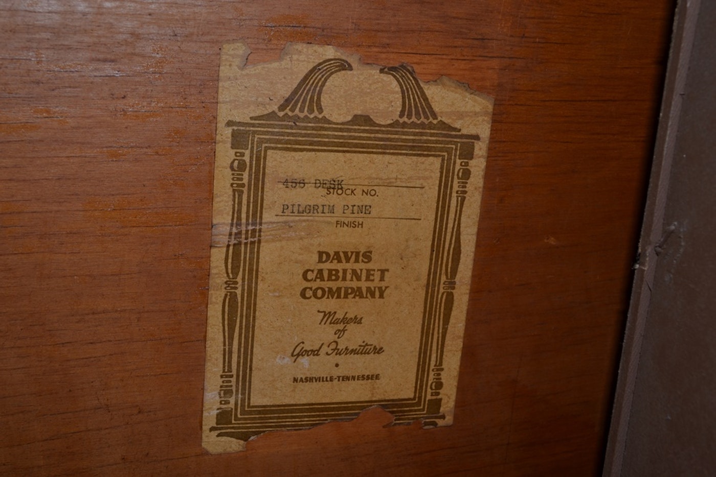 Vintage Davis Cabinet Company Knotty Pine Drop Down Desk ...
