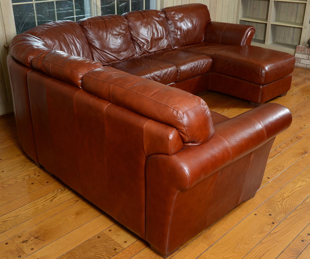  Chateau D ax Brown Leather Sectional Sofa EBTH