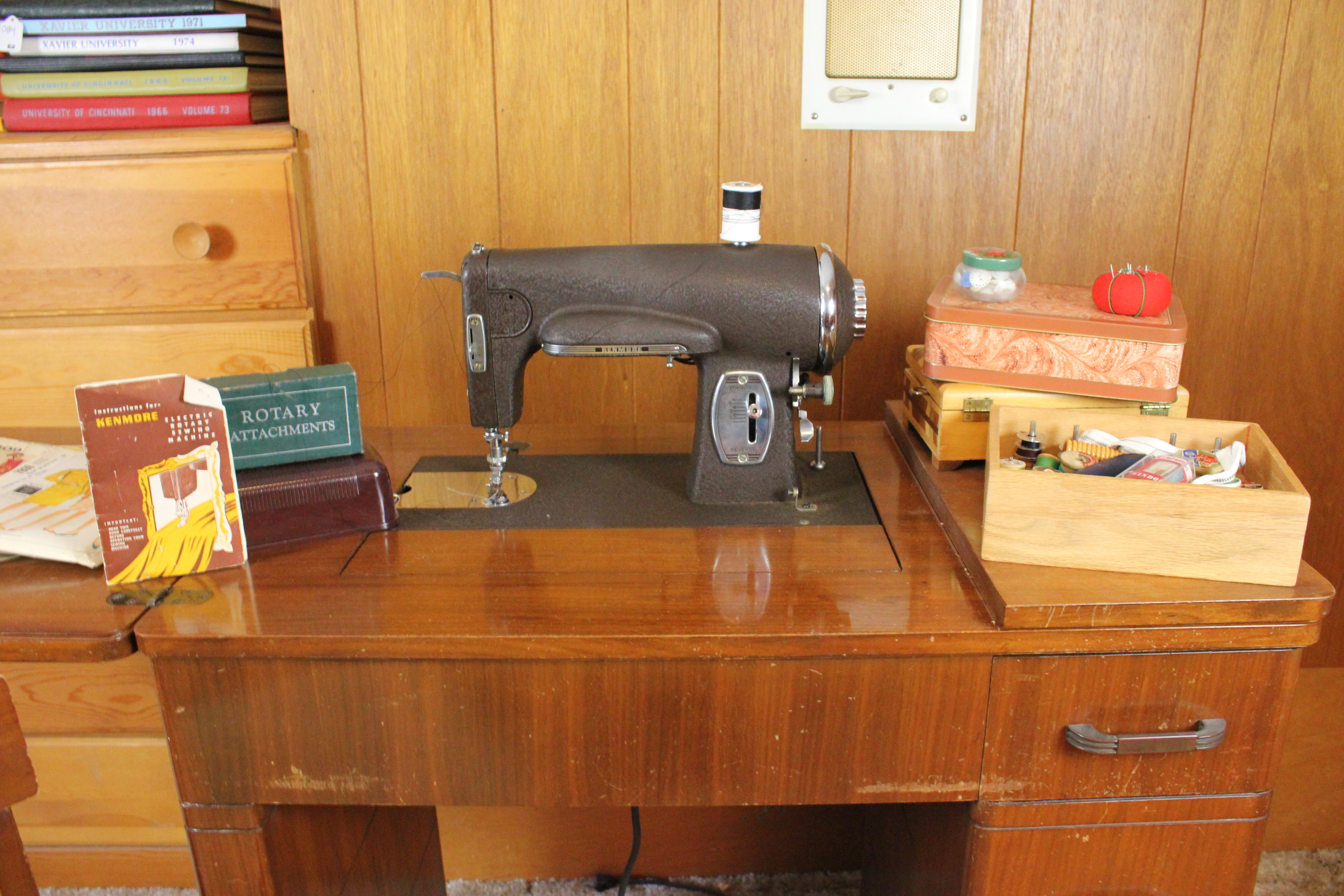 Vintage Kenmore Sewing Machine Table, Chair and Accessories EBTH