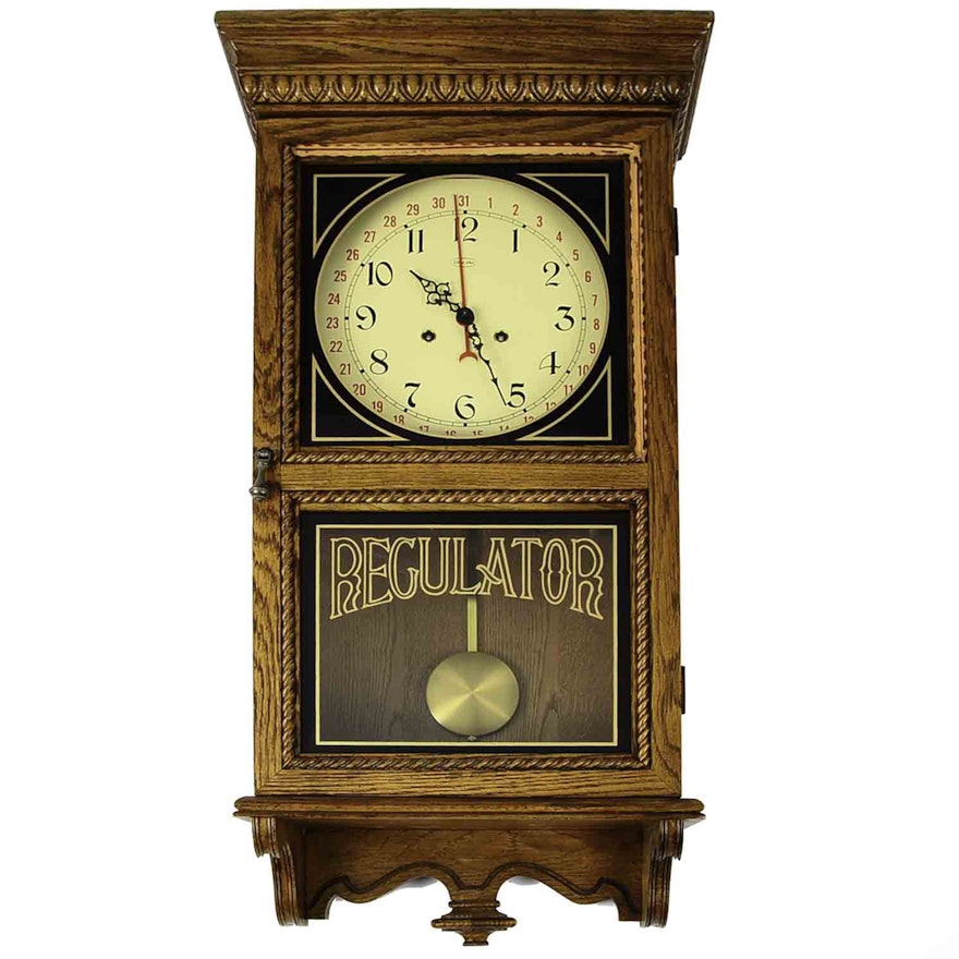 Ethan Allen Regulator Style Wood Wall Clock Ebth