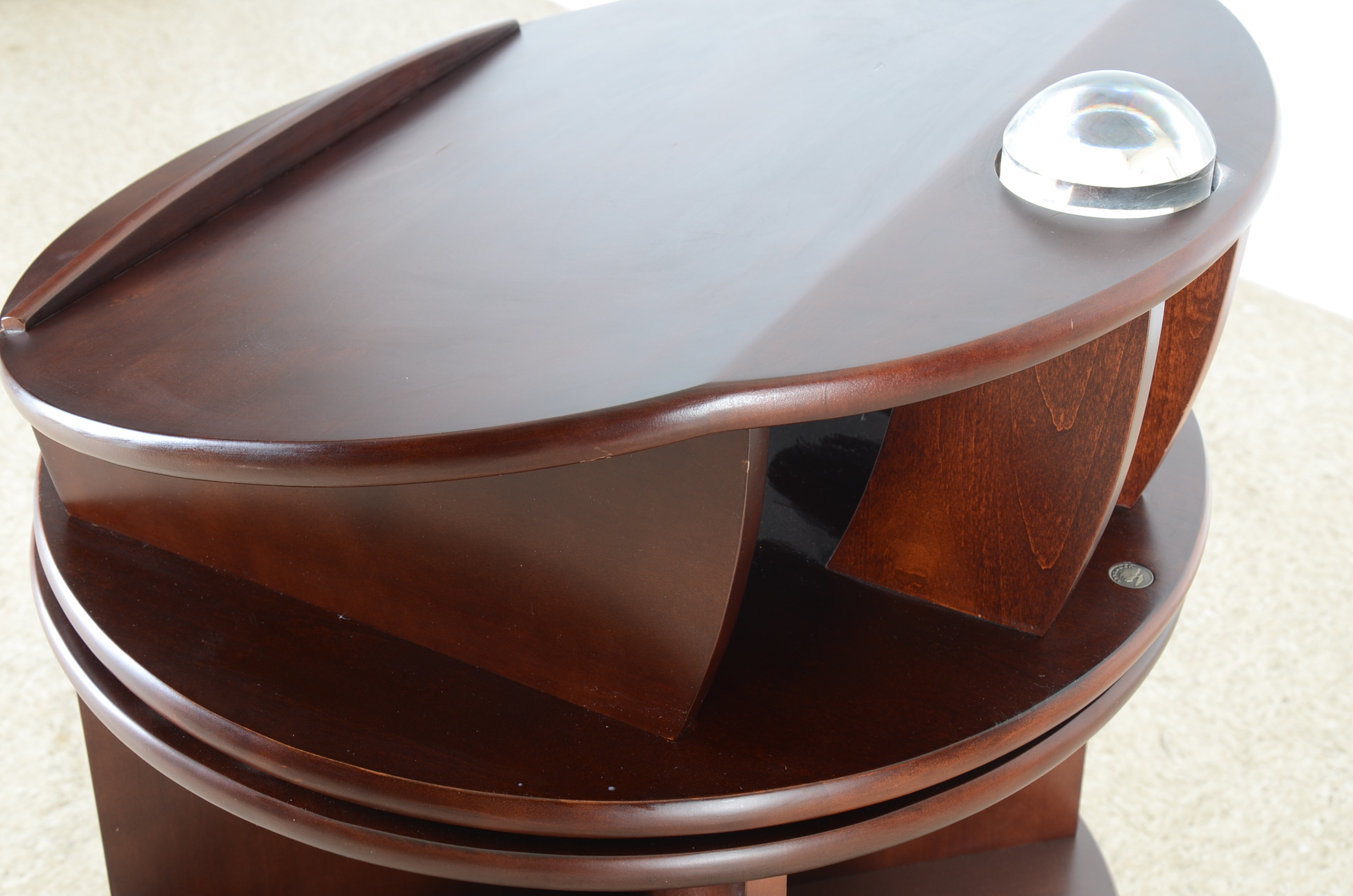 Levenger Mahogany Veneer Carousel Book Case EBTH