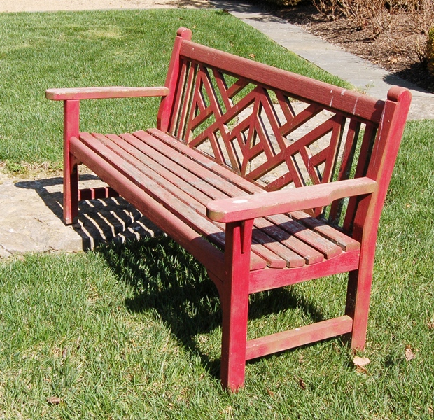 Painted Teak Bench Ebth