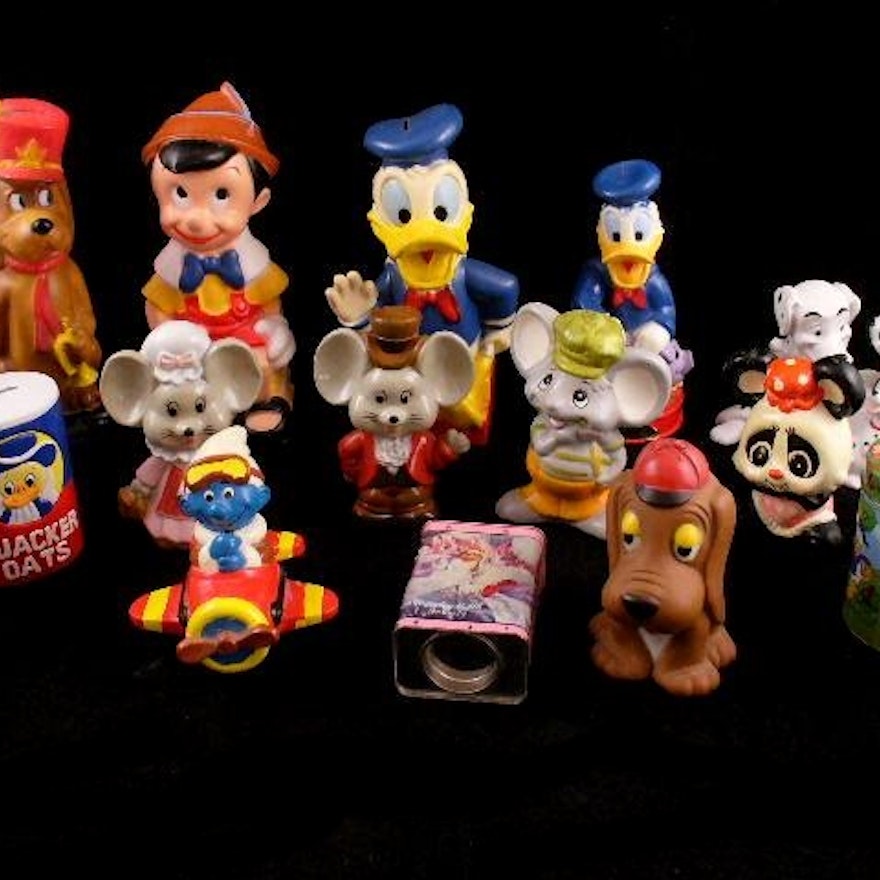 Donald Duck, Pinocchio, Smurf and More Coin Banks and Tins