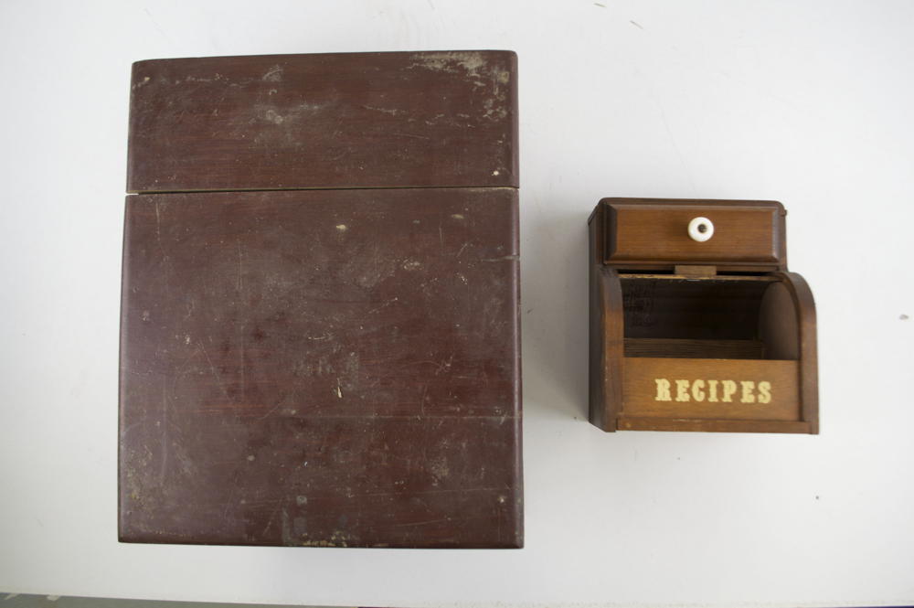 Vintage Wooden Roll Top Recipe Box and Vintage Wooden Jewelry Box EBTH