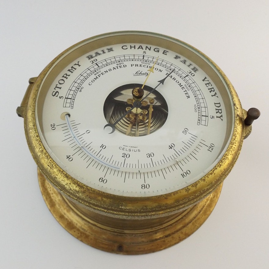 German Barometer with Brass Case