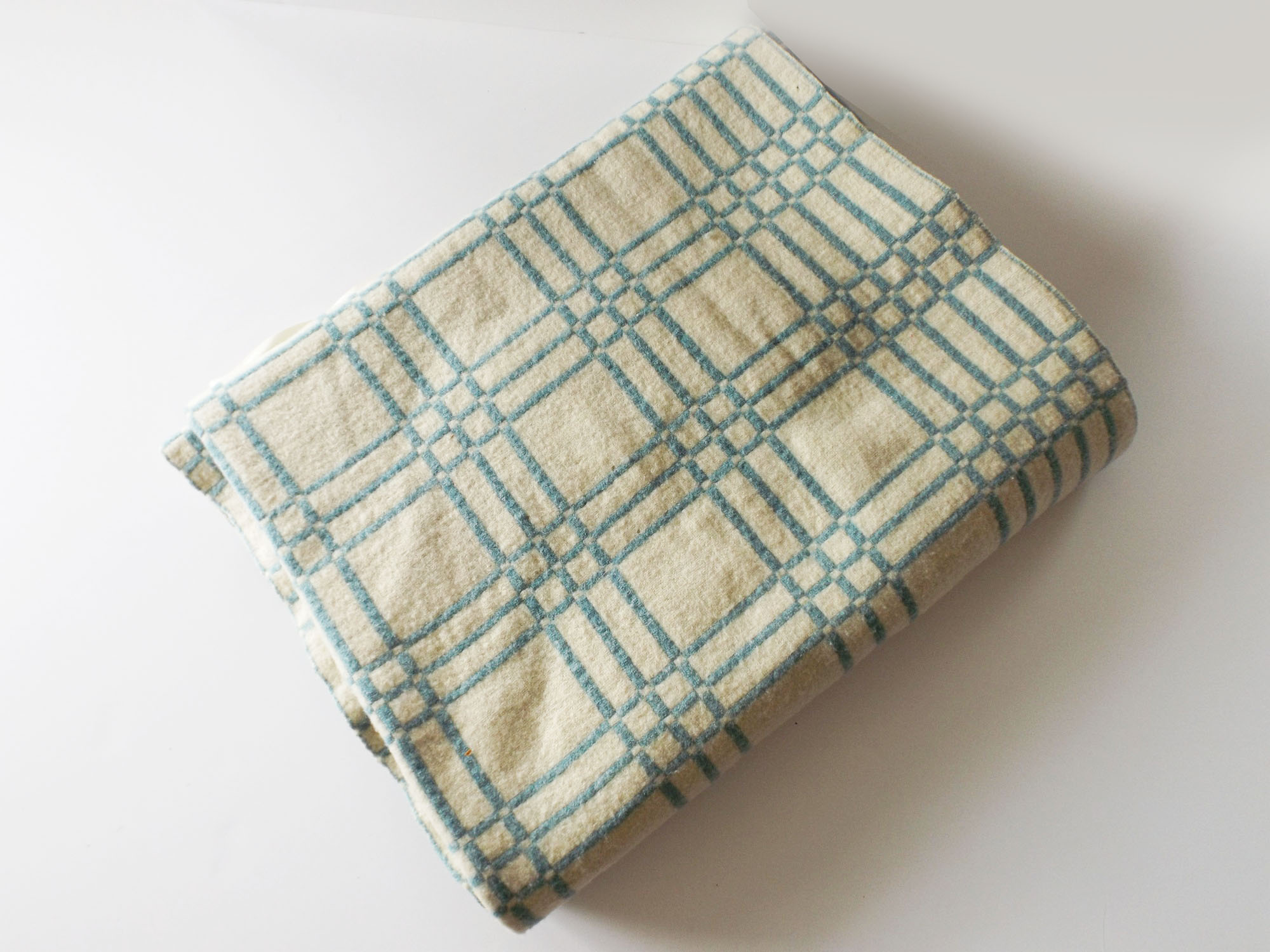 Vintage Homespun Wool Tattersall Blanket EBTH