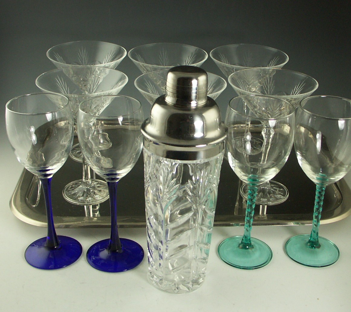 Crystal Barware Entertaining Lot Ebth Cheese knife christmas cocktail forks corkscrew cup dishes drinking egg nog entertaining football french country ganz gift golf club hanging. everything but the house