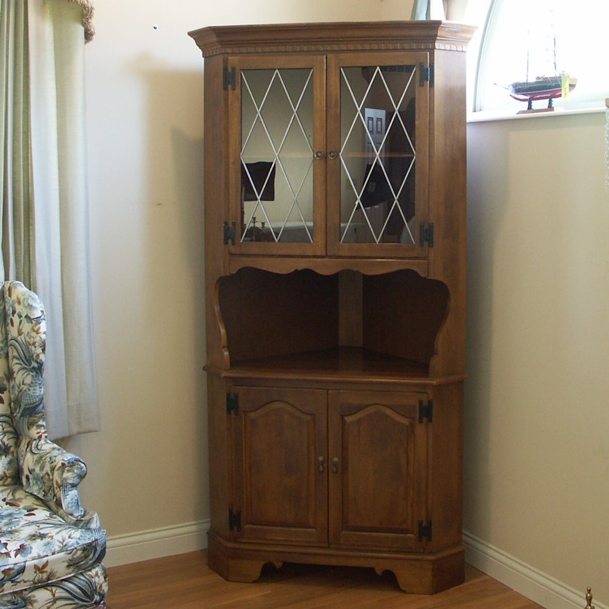 Ethan Allen Maple Corner Cabinet Ebth