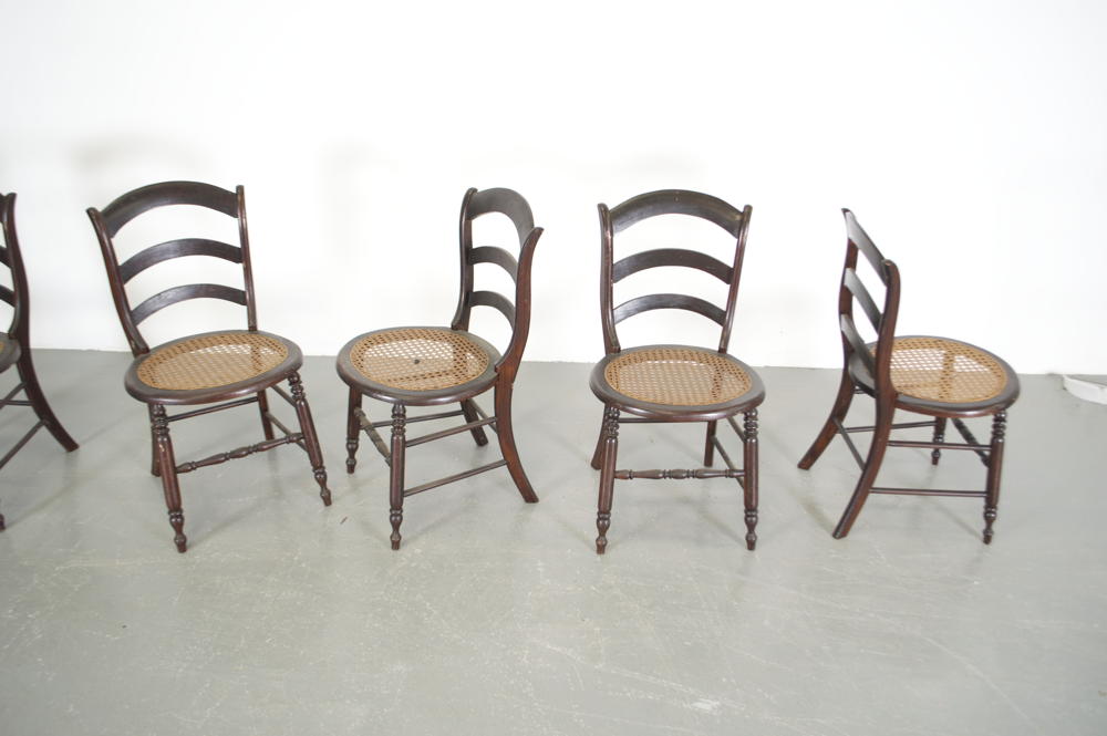 Set of Six Mahogany Cane Bottom Ladder Back Dining Chairs EBTH