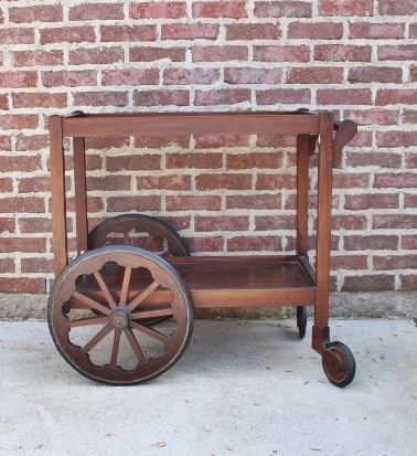 Rare Mission Oak Vintage Tea Cart with Leather Covered Wheels EBTH