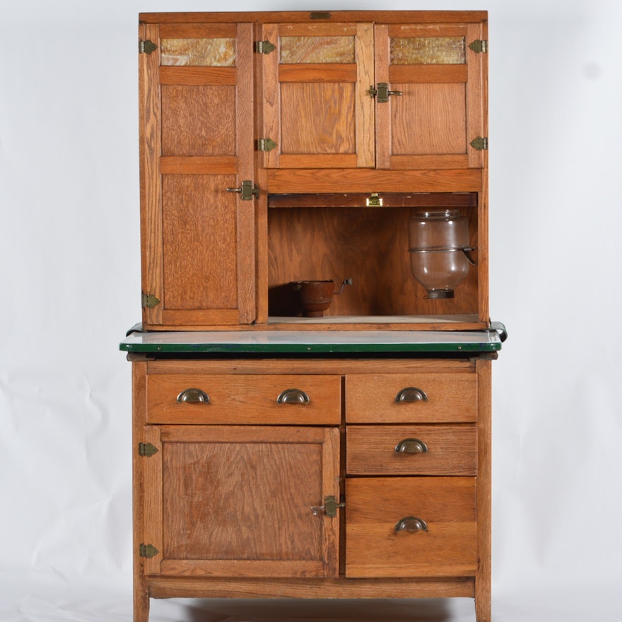 hoosier style oak wilson kitchen cabinet : ebth