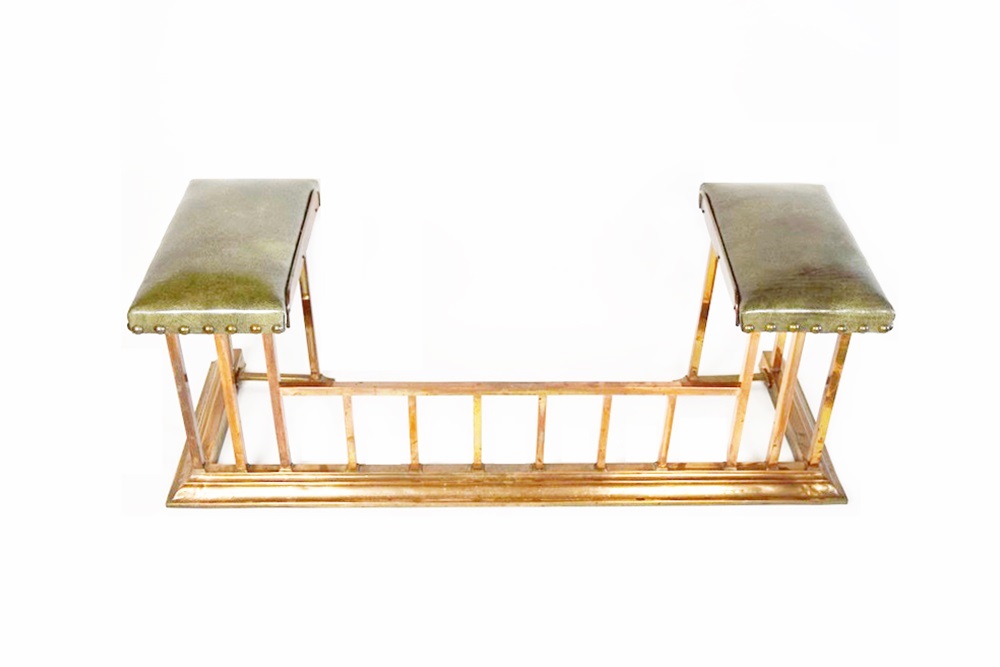 A Copper Fireplace Fender With Bench Seating At Each Side Ebth