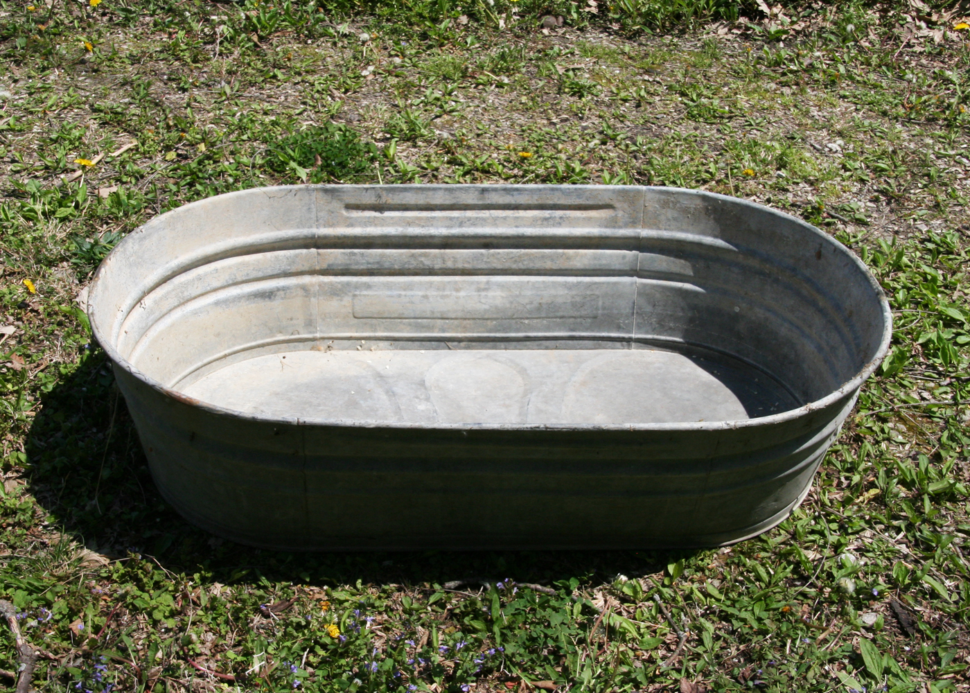 Galvanized Metal Trough with Handles EBTH