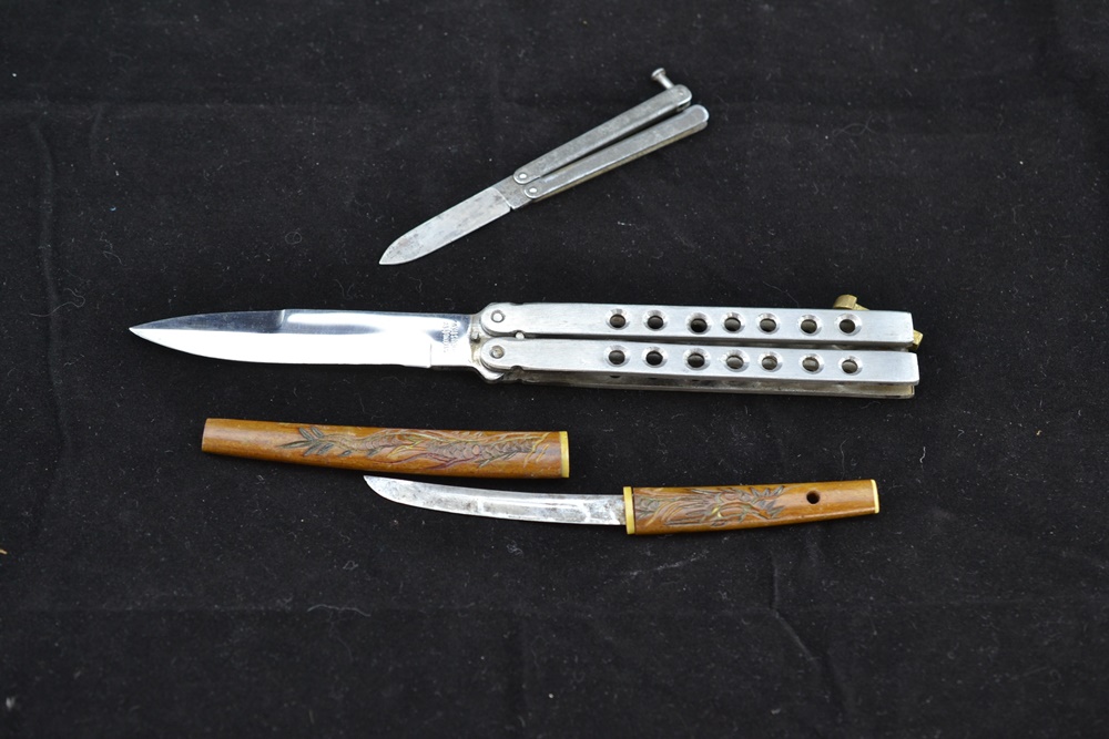 2 Balisong (Butterfly) Knives & Japanese Inspired Letter Opener EBTH