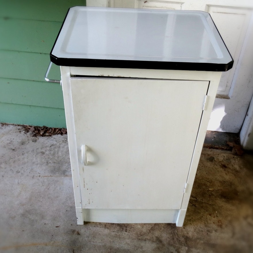 Enamel Top White Metal Cabinet Ebth