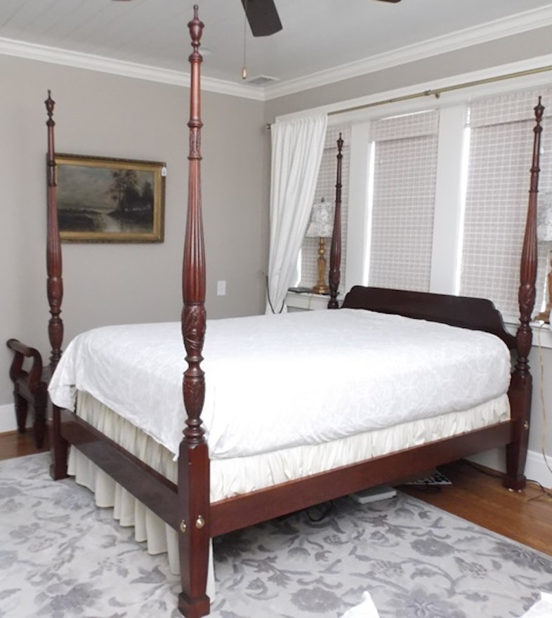 Ethan Allen Charleston Style Queen Size Four Poster Rice ...