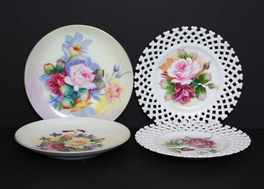 Set of Four HandPainted Lefton China Decorative Plates EBTH