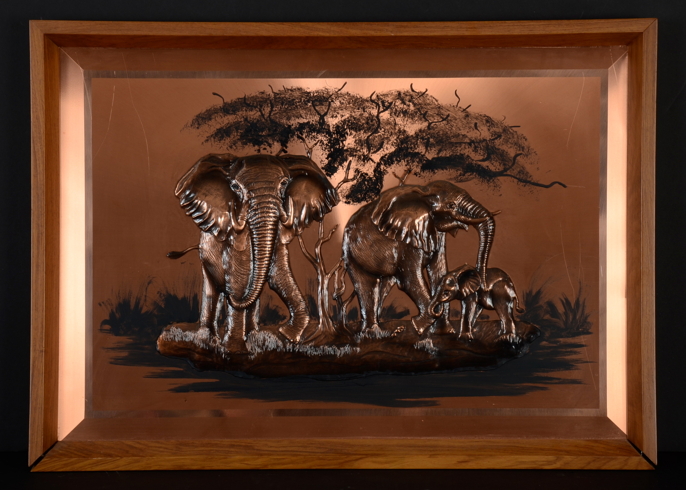 Copper Artwork of African Elephants EBTH