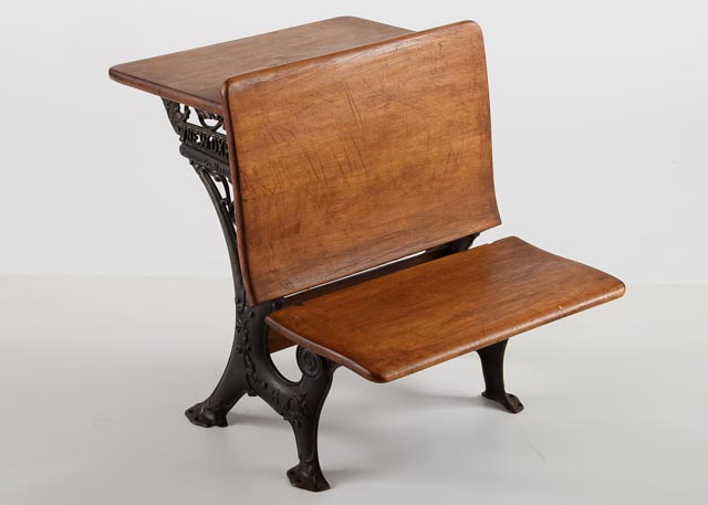 Antique New Oxford Cast Iron and Oak School Desk EBTH