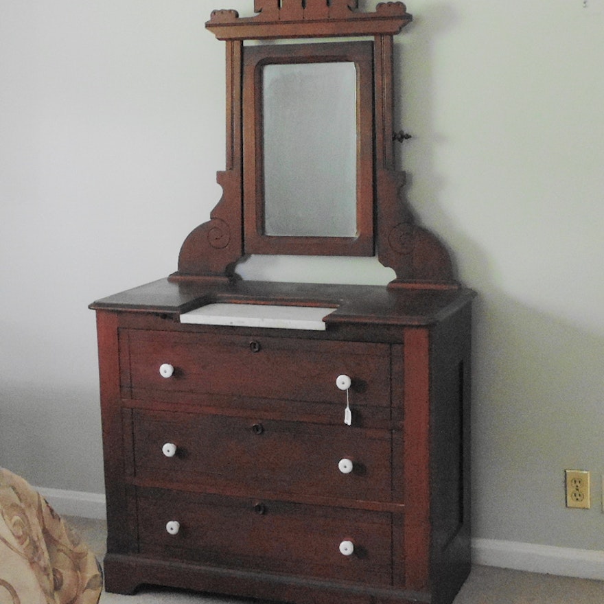 Antique Victorian Dresser With Mirror Ebth