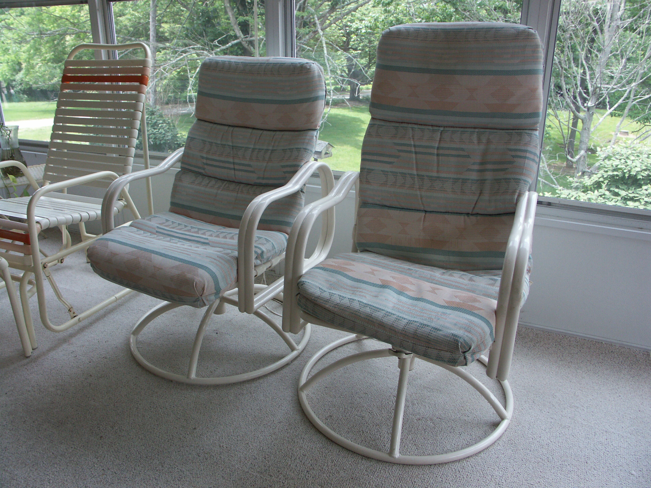 Two Swivel Patio Chairs, Vinyl Chair and Ottoman EBTH