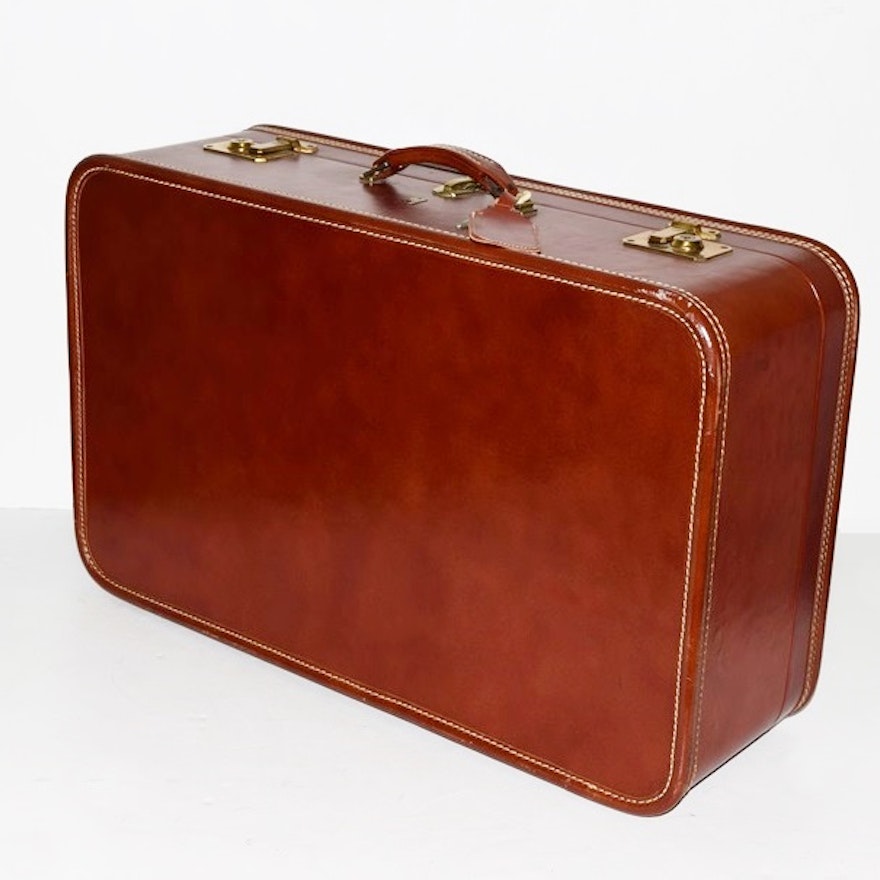 A Vintage 1940s Leather Belber Suitcase with Original Key | EBTH