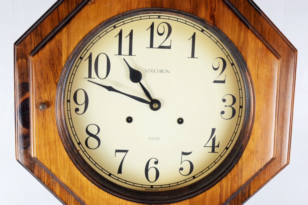 A Vintage "Verichron" Keywind 31 Day Wall Clock with Pendulum EBTH