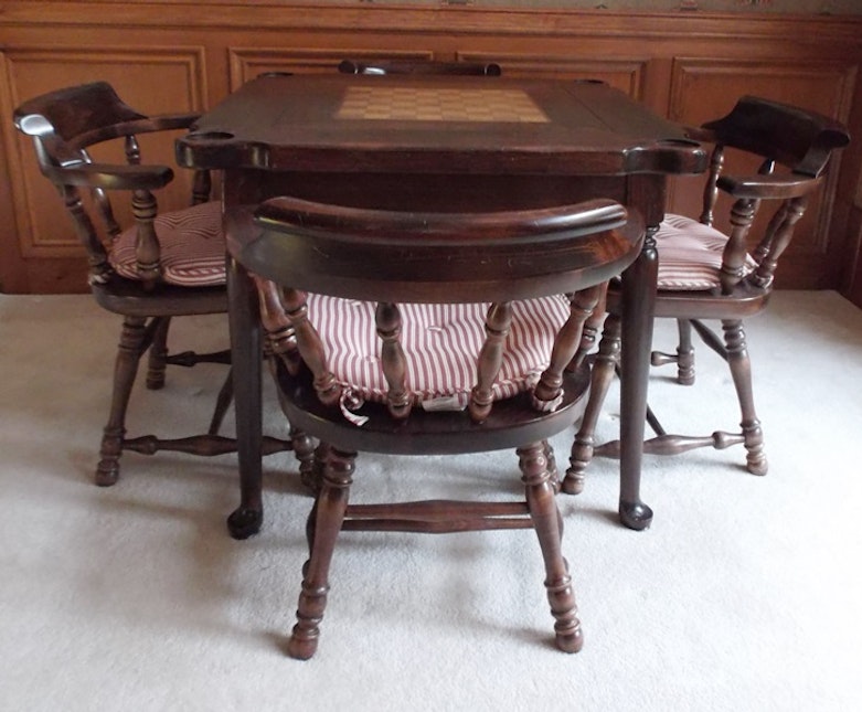 Octagon Shape Game Table and Four Chairs With Casters by ...
