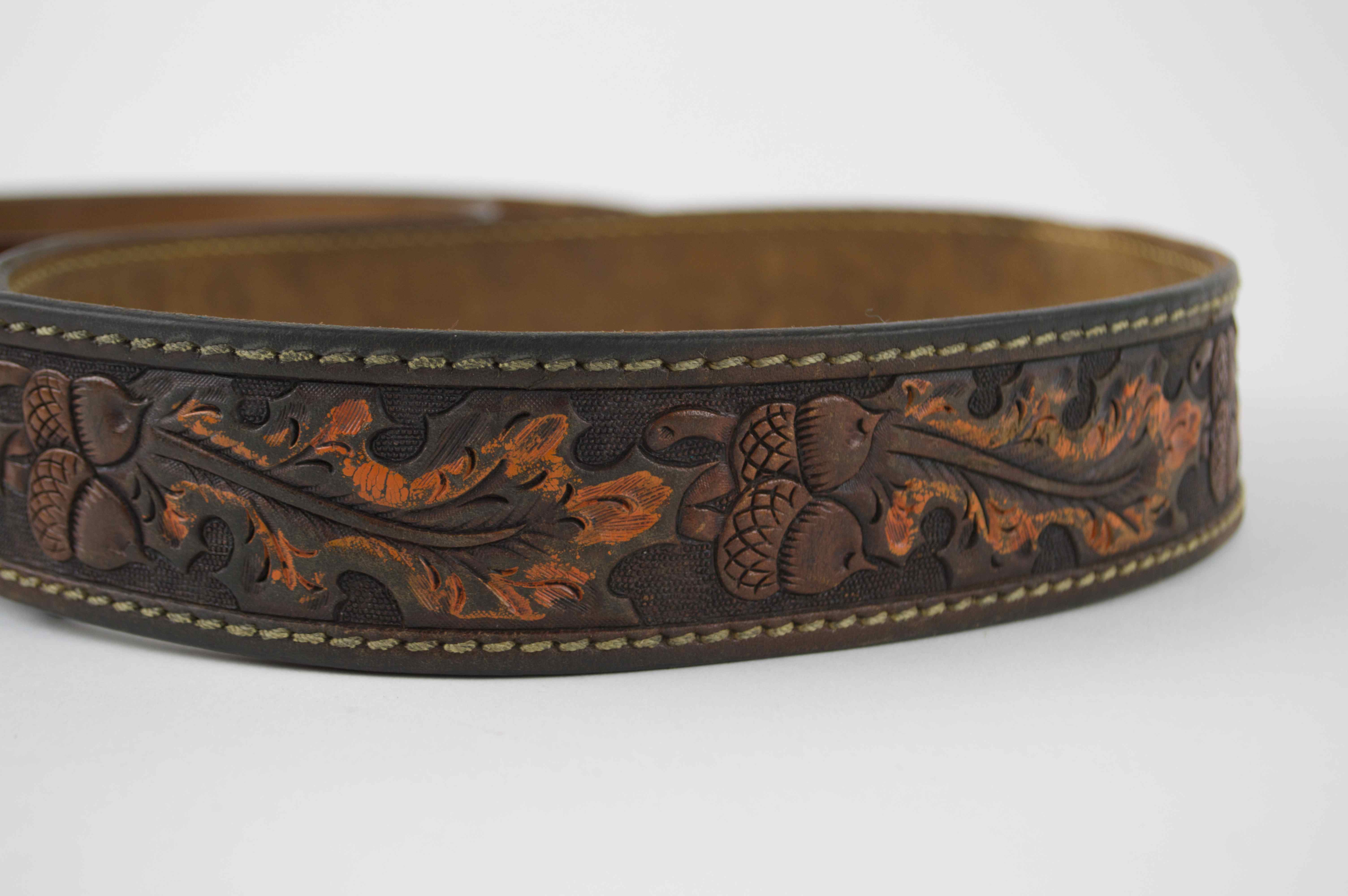 Vintage 1980 Raintree Ruger Brass Belt Buckle & Leather Belts EBTH