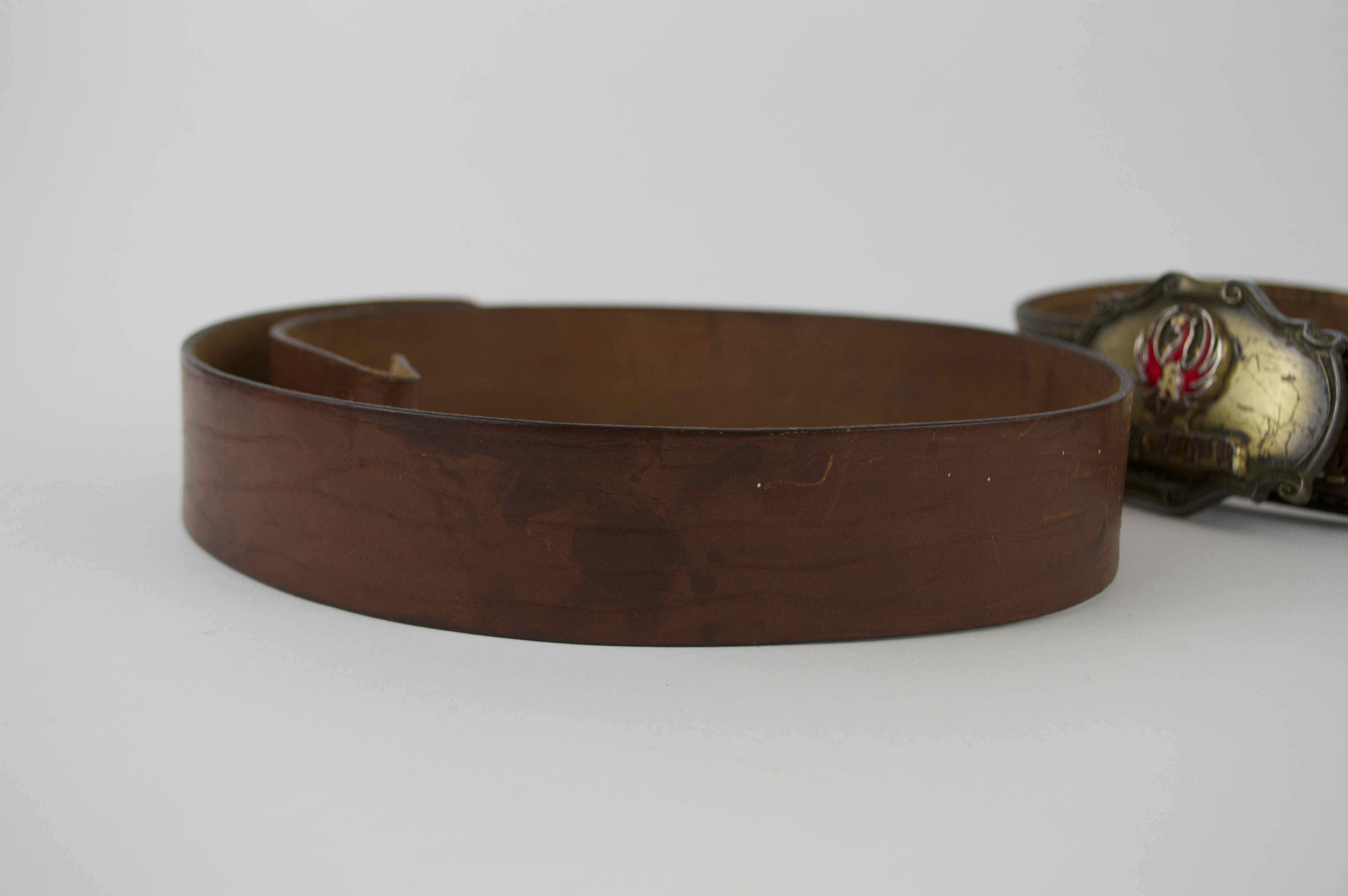 Vintage 1980 Raintree Ruger Brass Belt Buckle & Leather Belts EBTH