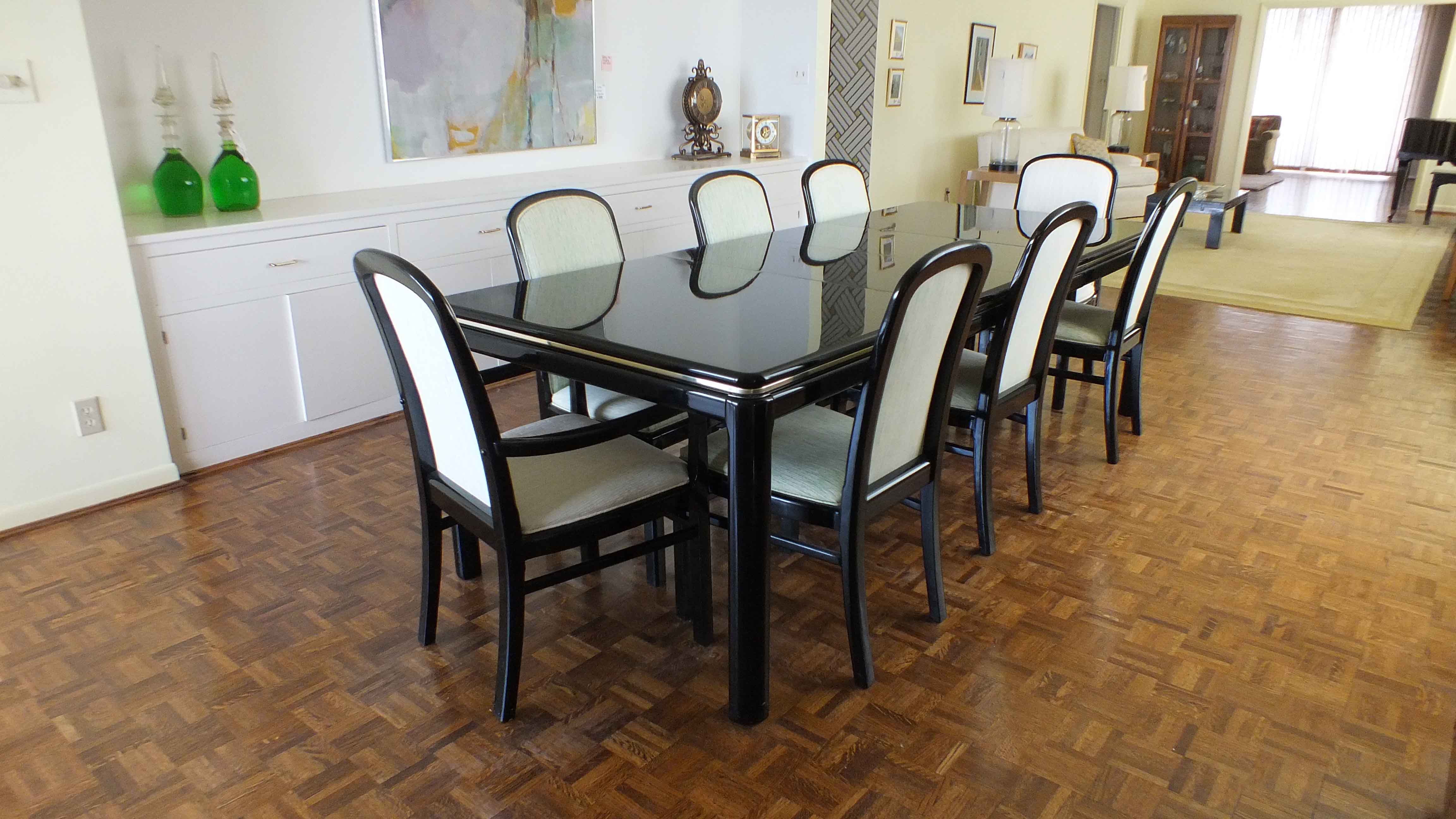 Vintage Lane "Lido" Black Lacquer Dining Room Table and ...