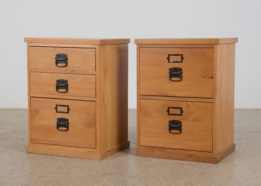 Pair Of Pine Filing Cabinets Ebth