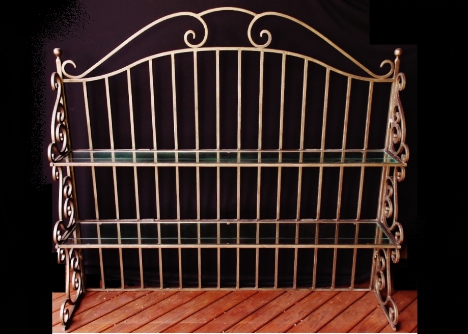 Wrought Iron Bakers Rack Hutch Top with Bronze Painted Finish EBTH