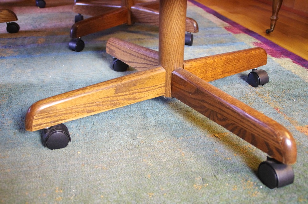 Set of Six Vintage Rolling Kitchen Chairs with Leather Upholstery EBTH