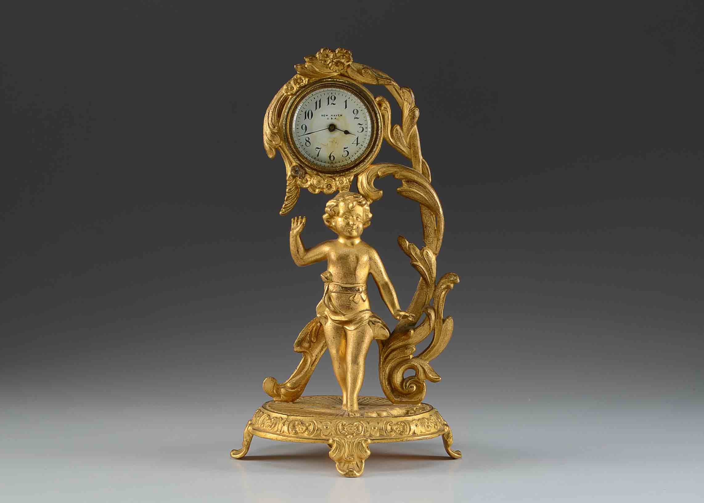 Art Nouveau Style Gilded Cherub New Haven Clock EBTH