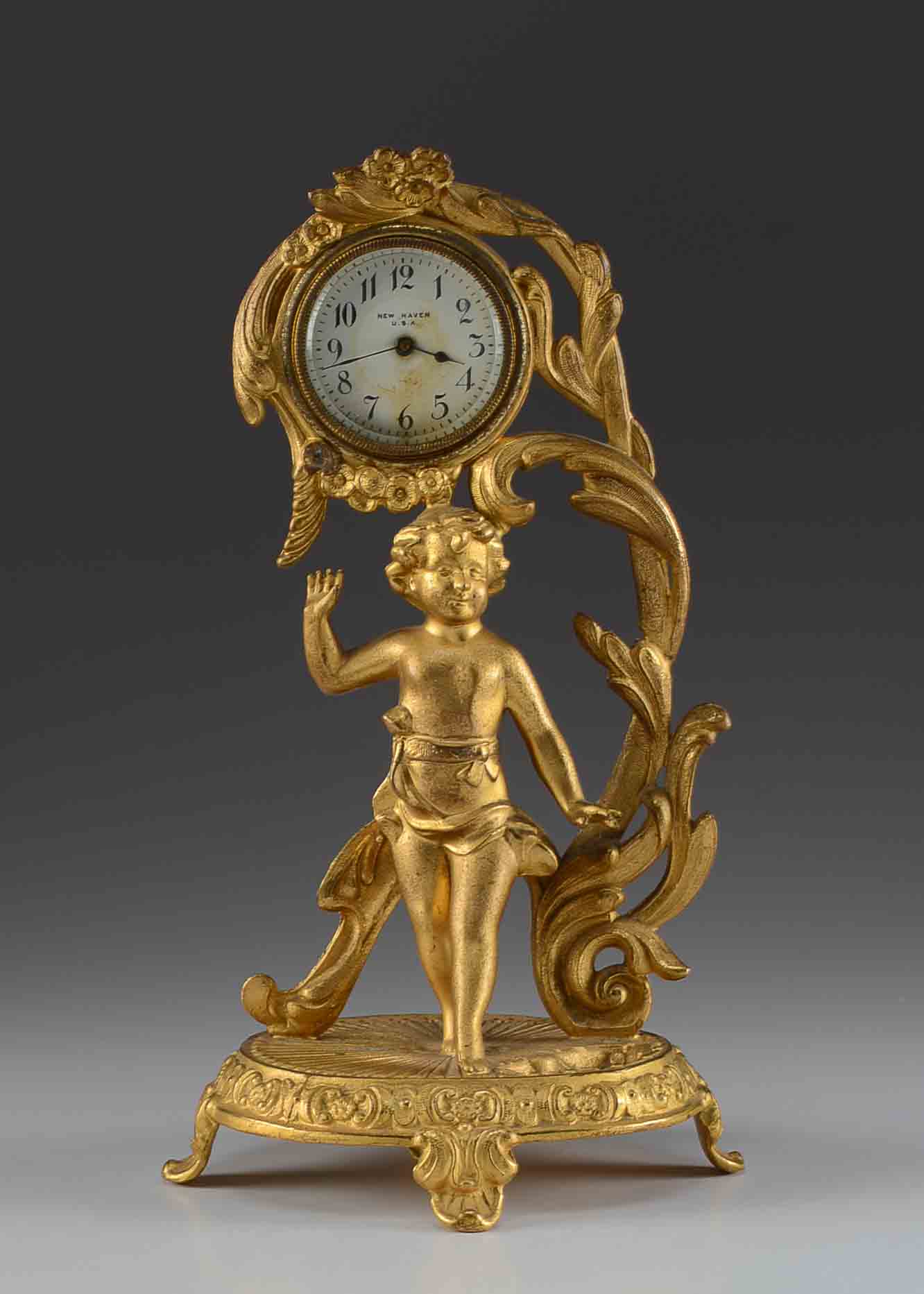 Art Nouveau Style Gilded Cherub New Haven Clock EBTH