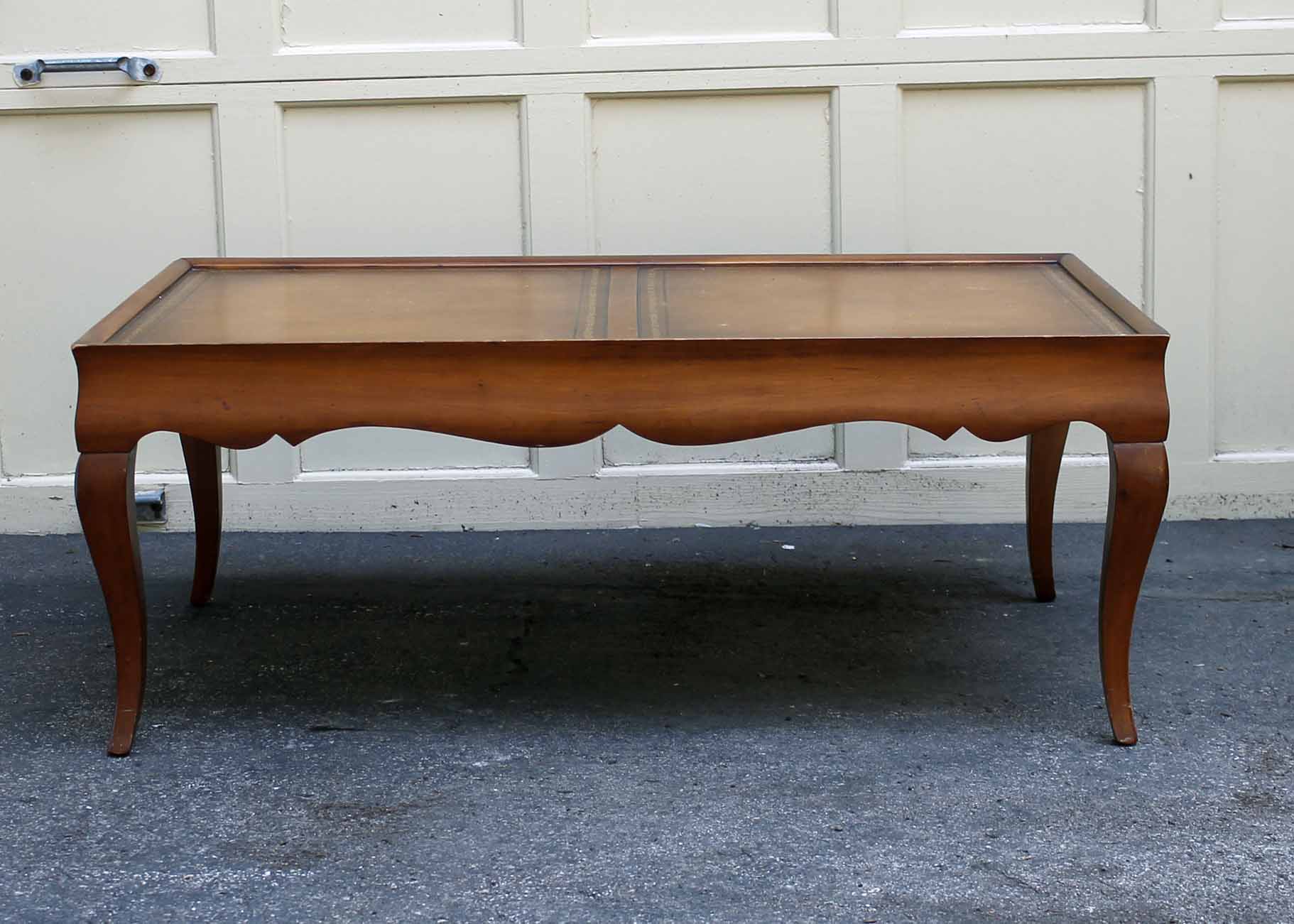 Antique Leather Top Coffee Table EBTH