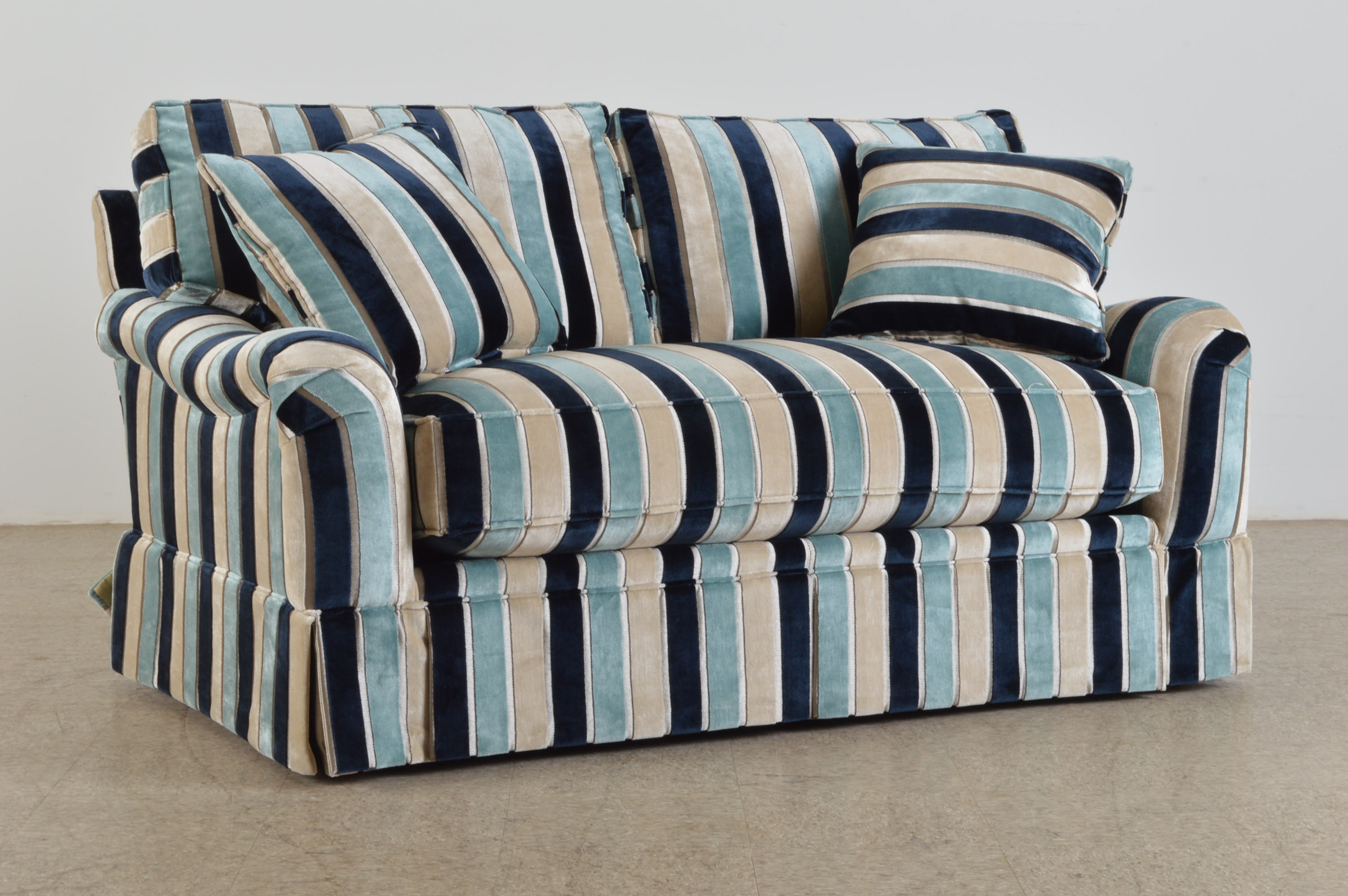 Blue Striped LoveSeat Sofa EBTH